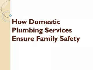 How Domestic Plumbing Services Ensure Family Safety