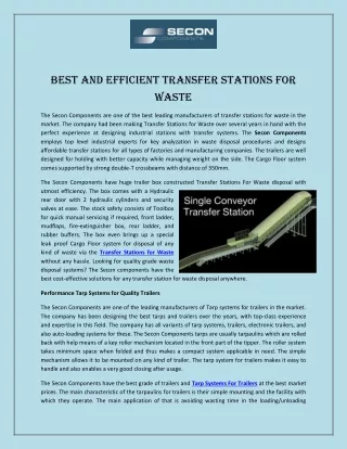 best and efficient transfer stations for waste