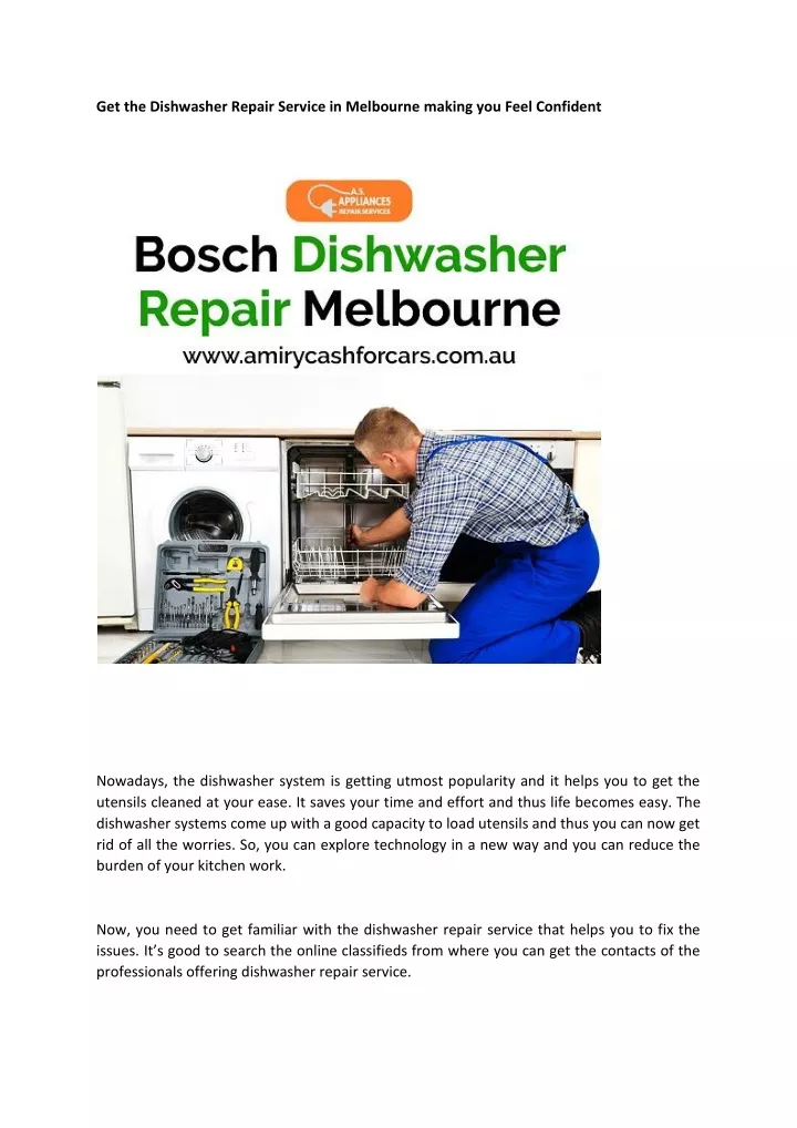 get the dishwasher repair service in melbourne