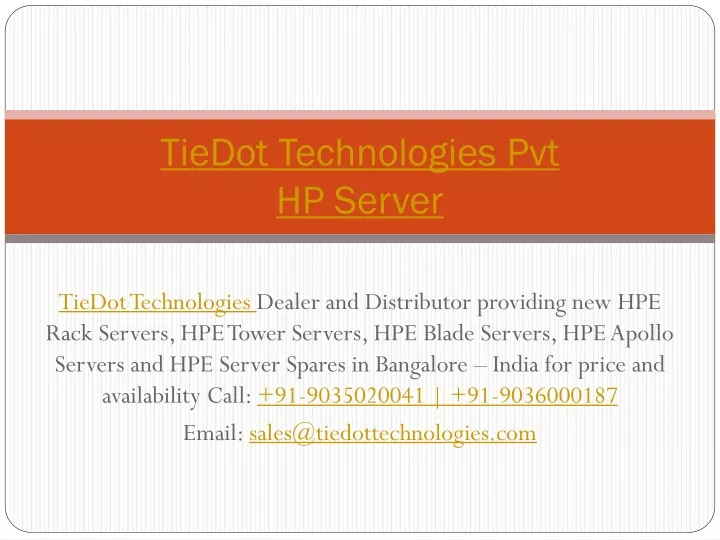 tiedot technologies pvt hp server