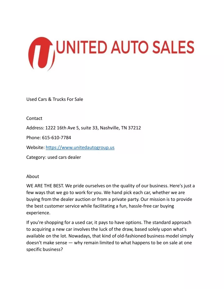 used cars trucks for sale contact address 1222