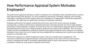 How Performance Appraisal System Motivates Employees