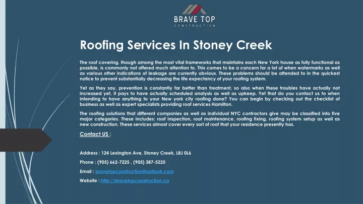 roofing services in stoney creek