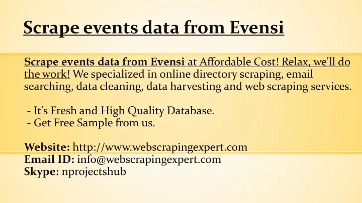 scrape events data from evensi