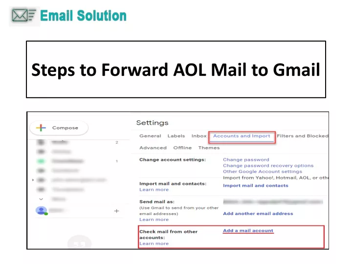 steps to forward aol mail to gmail