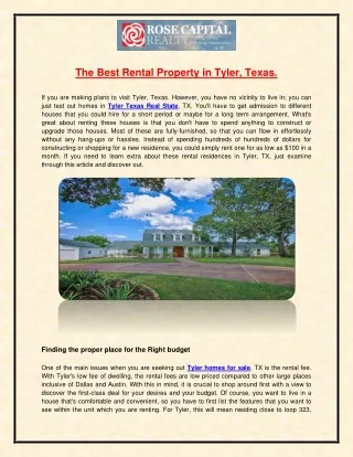 The Best Rental Property in Tyler, Texas.