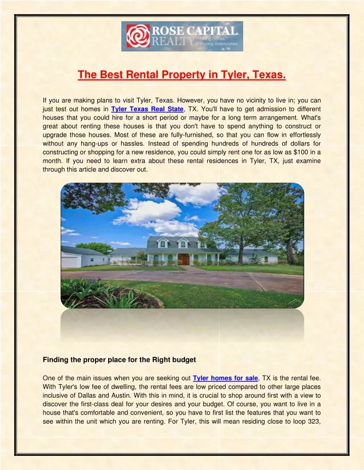 the best rental property in tyler texas