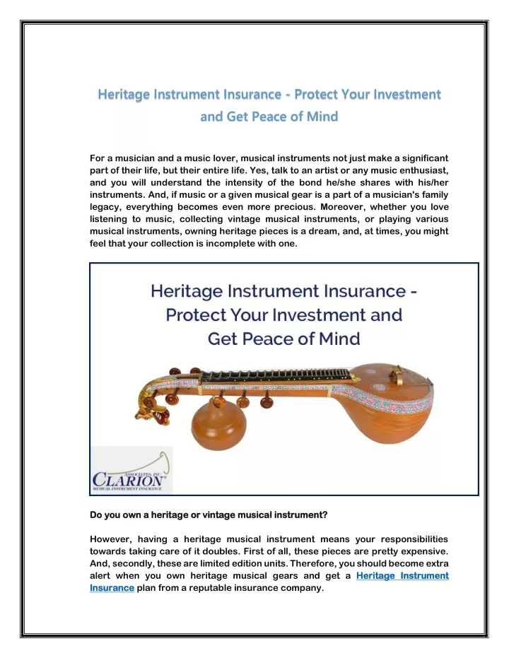 heritage instrument insurance protect your