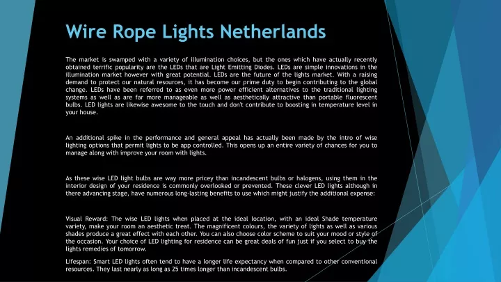 wire rope lights netherlands
