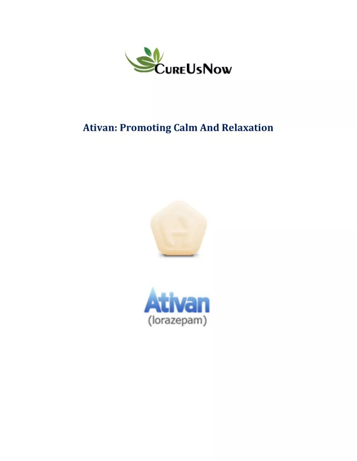 ativan promoting calm and relaxation