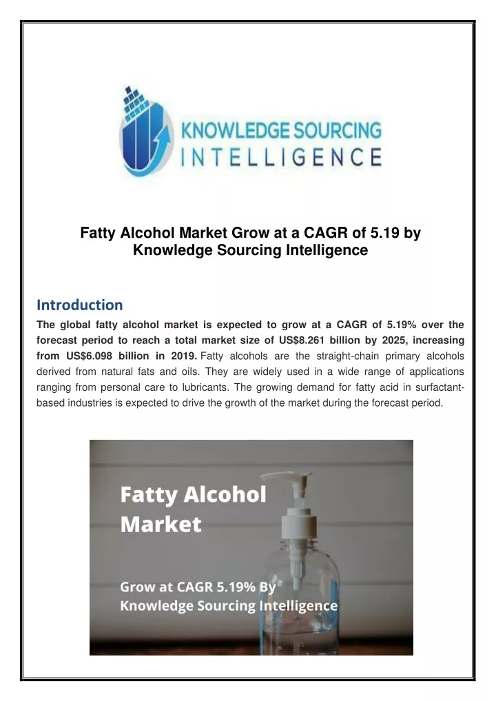 fatty alcohol market grow at a cagr