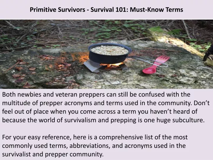 primitive survivors survival 101 must know terms