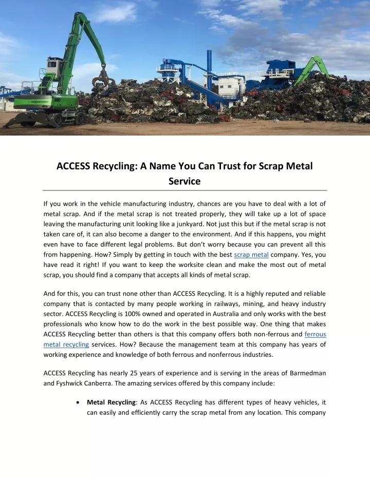 access recycling a name you can trust for scrap