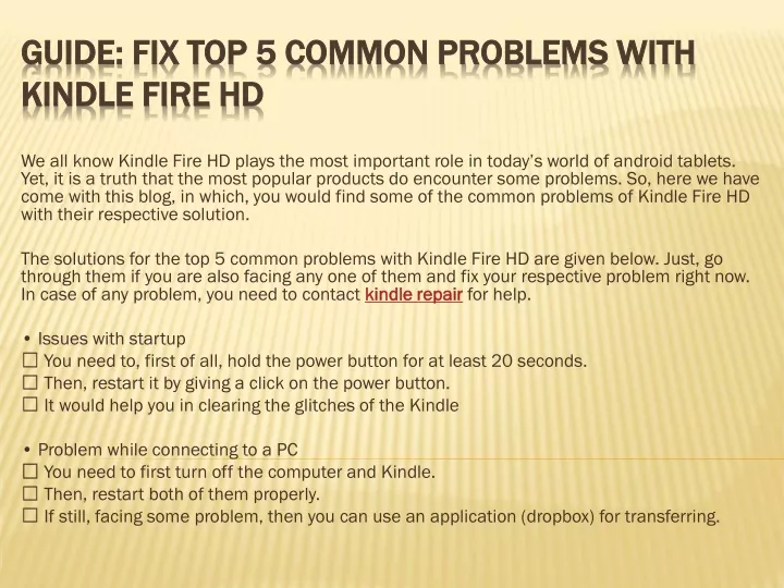 guide fix top 5 common problems with kindle fire hd