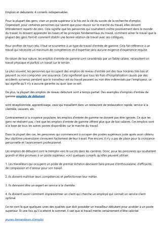 emplois et debutants 4 conseils indispensables