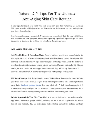 Natural DIY Tips For The Ultimate Anti-Aging Skin Care Routine