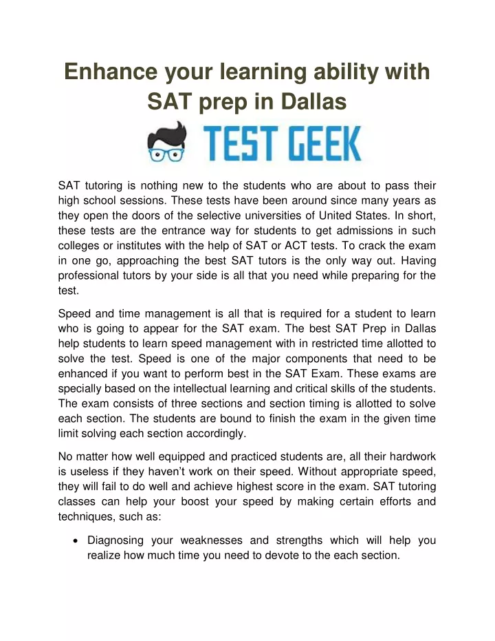 enhance your learning ability with sat prep