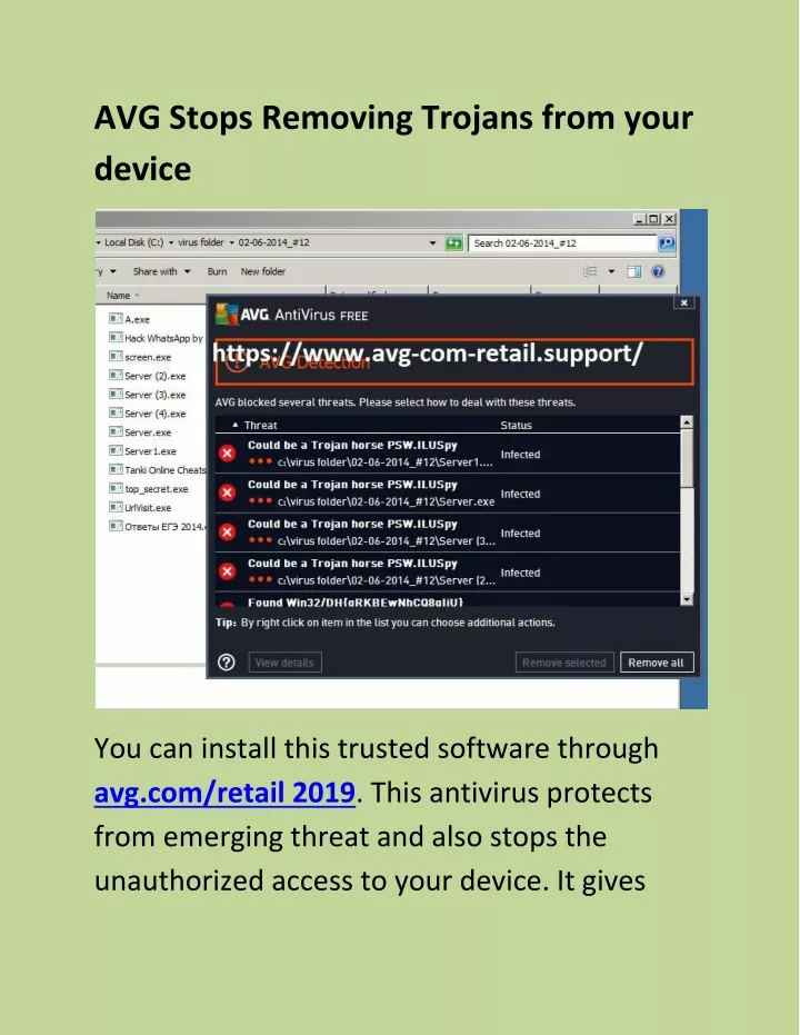 avg stops removing trojans from your device