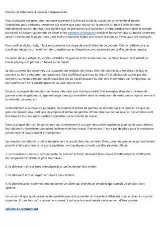 emplois et debutants 4 conseils indispensables