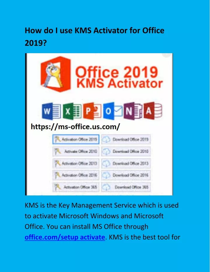 how do i use kms activator for office 2019