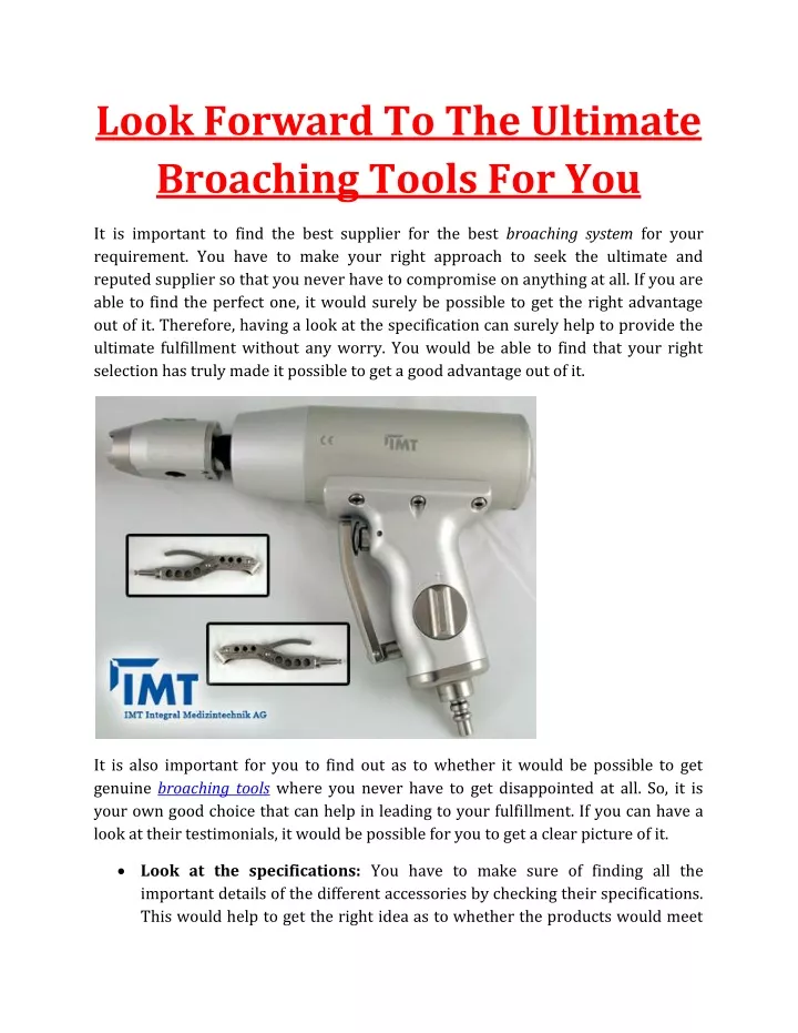 look forward to the ultimate broaching tools