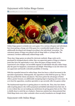 enjoyment with online bingo games
