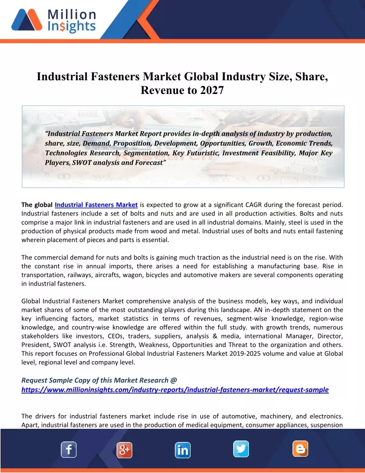industrial fasteners market global industry size