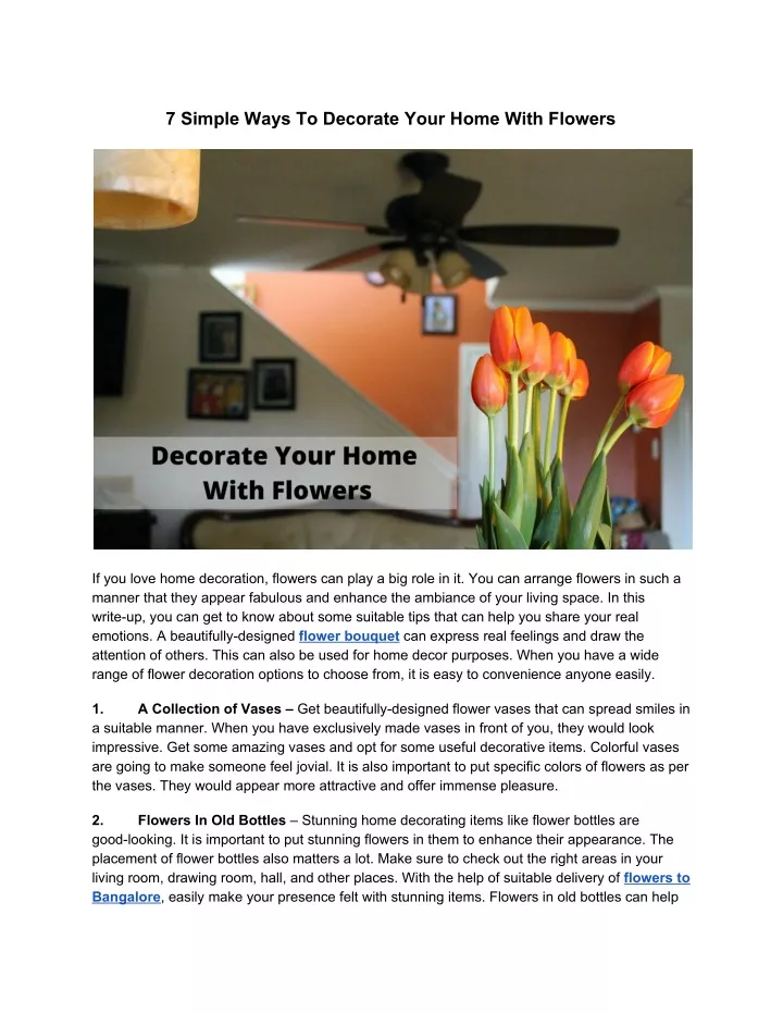 7 simple ways to decorate your home with flowers