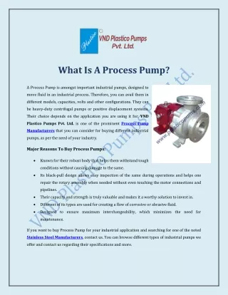What Is A Process Pump?