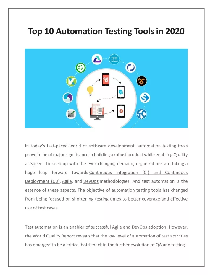 top 10 automation testing tools in 2020