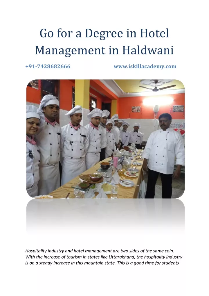 go for a degree in hotel management in haldwani