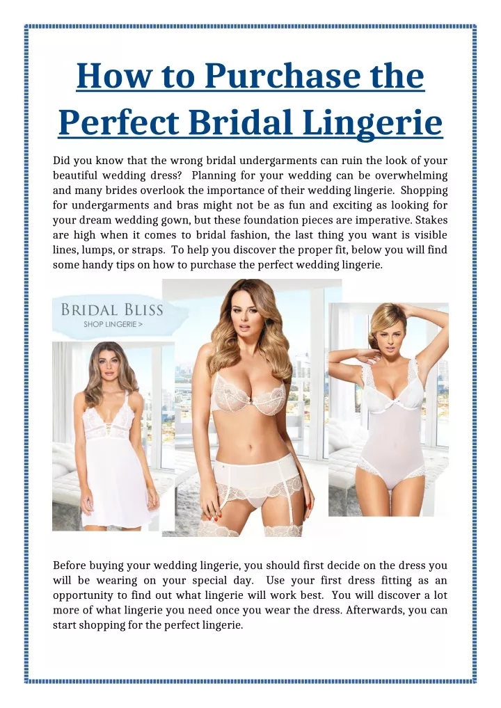how to purchase the perfect bridal lingerie