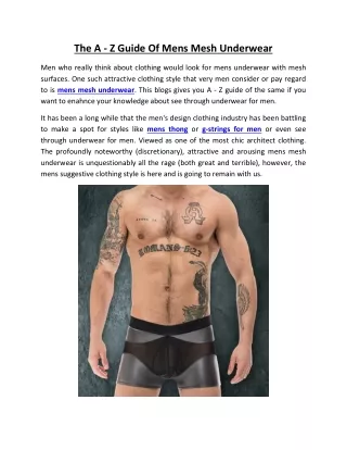 A - Z Guide Of Mens Mesh Underwear