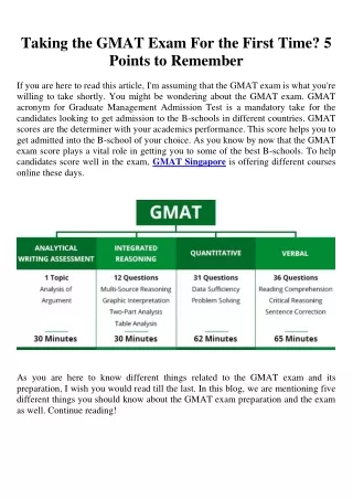 taking the gmat exam for the first time 5 points