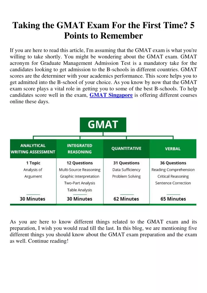 taking the gmat exam for the first time 5 points