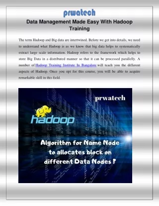 Data Management Made Easy With Hadoop Training