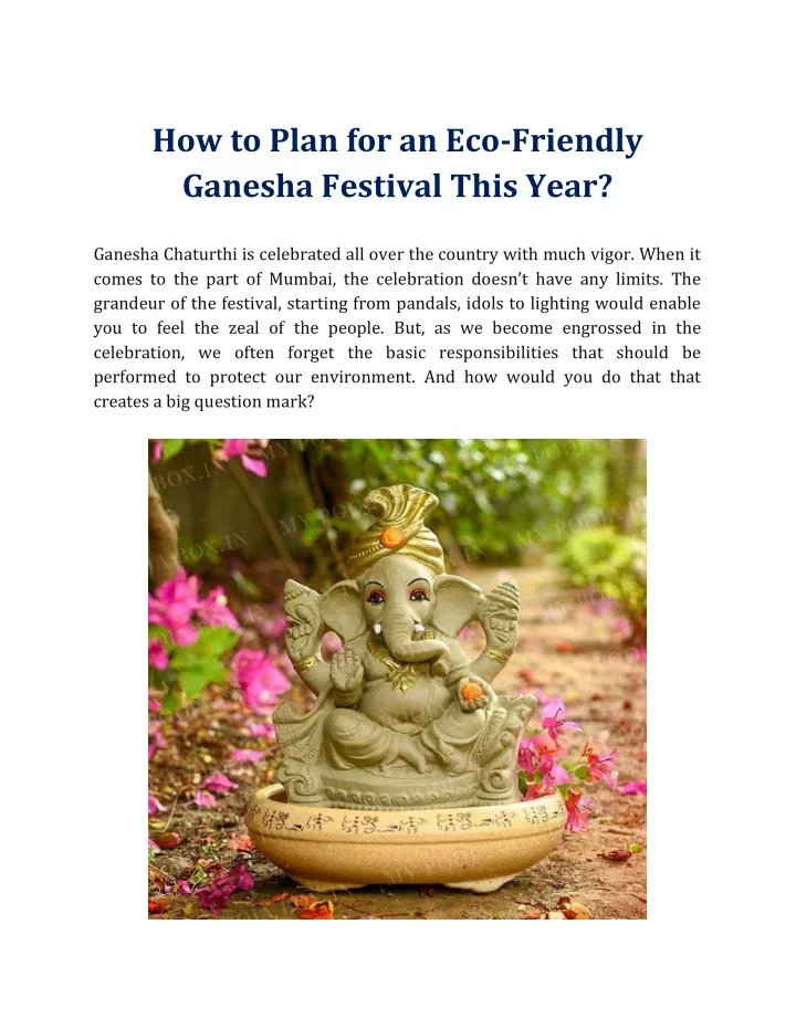 how to plan for an eco friendly ganesha festival