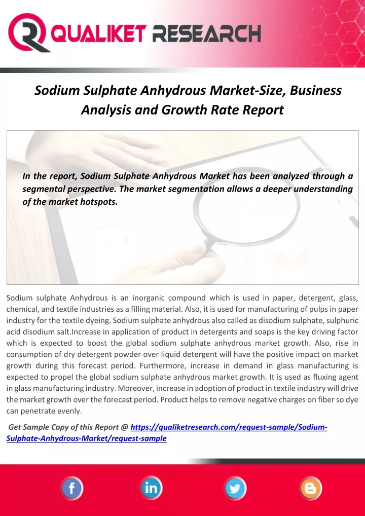 sodium sulphate anhydrous market size business