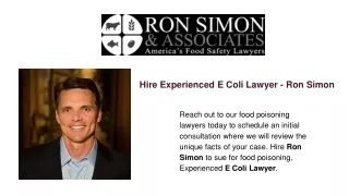 Hire Experienced E Coli Lawyer - Ron Simon