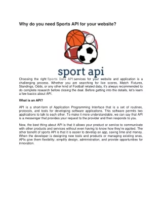 Why do you need Sports API for your website?