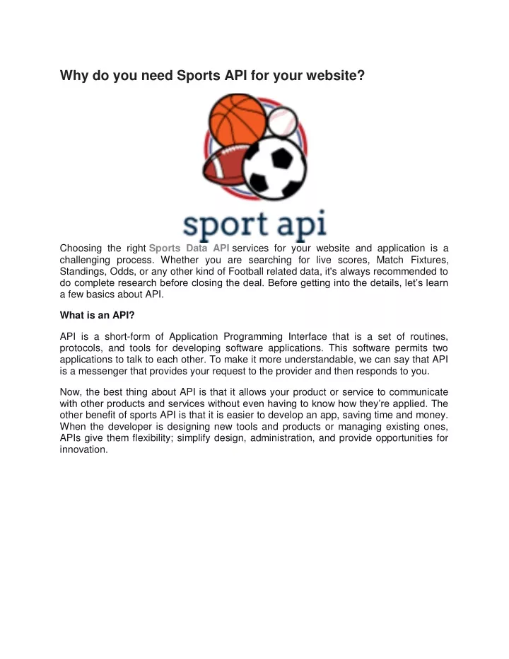 why do you need sports api for your website