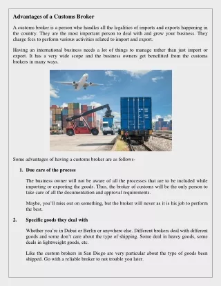 advantages of a customs broker a customs broker