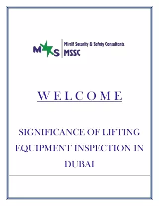 SIGNIFICANCE OF LIFTING EQUIPMENT INSPECTION IN DUBAI