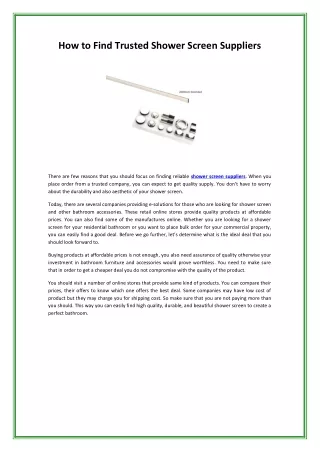 how to find trusted shower screen suppliers