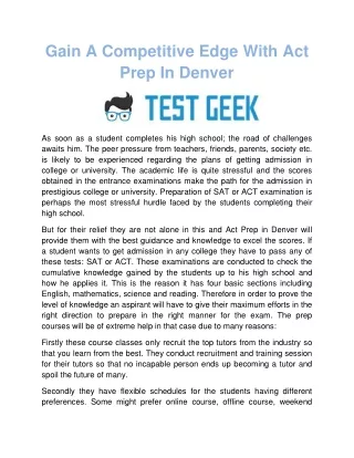 Gain A Competitive Edge With Act Prep In Denver