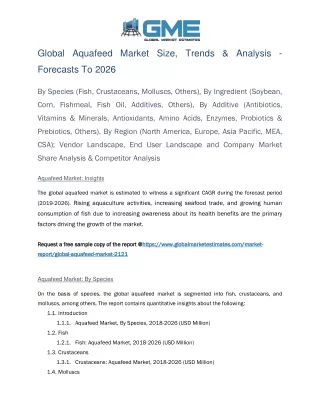 global aquafeed market size trends analysis