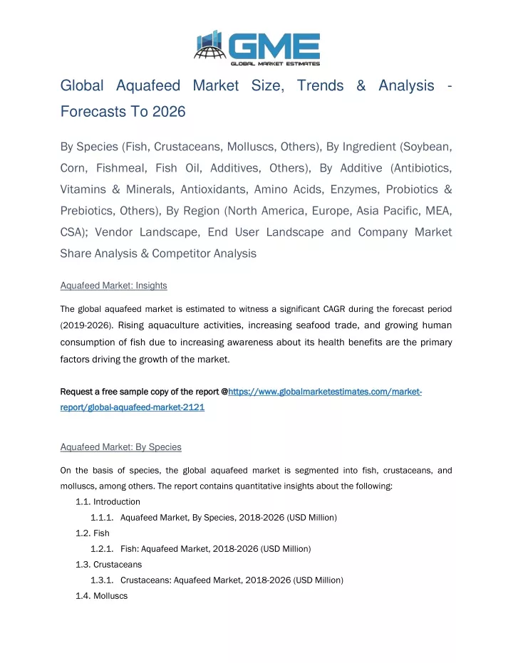 global aquafeed market size trends analysis