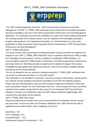 sap c thr82 2005 certification description