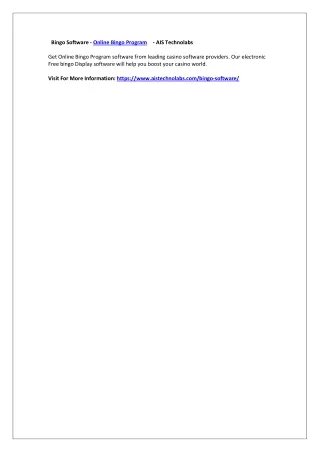 bingo software online bingo program