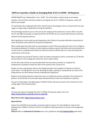 hiotron launches a guide on emerging role